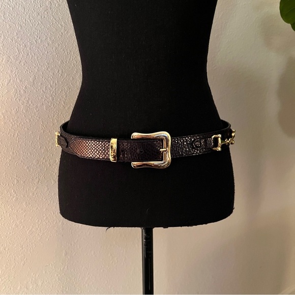 ESCADA Women’s Gold Tone Hardware Horse Bit Black Snake Skin Belt Size Large main image 12